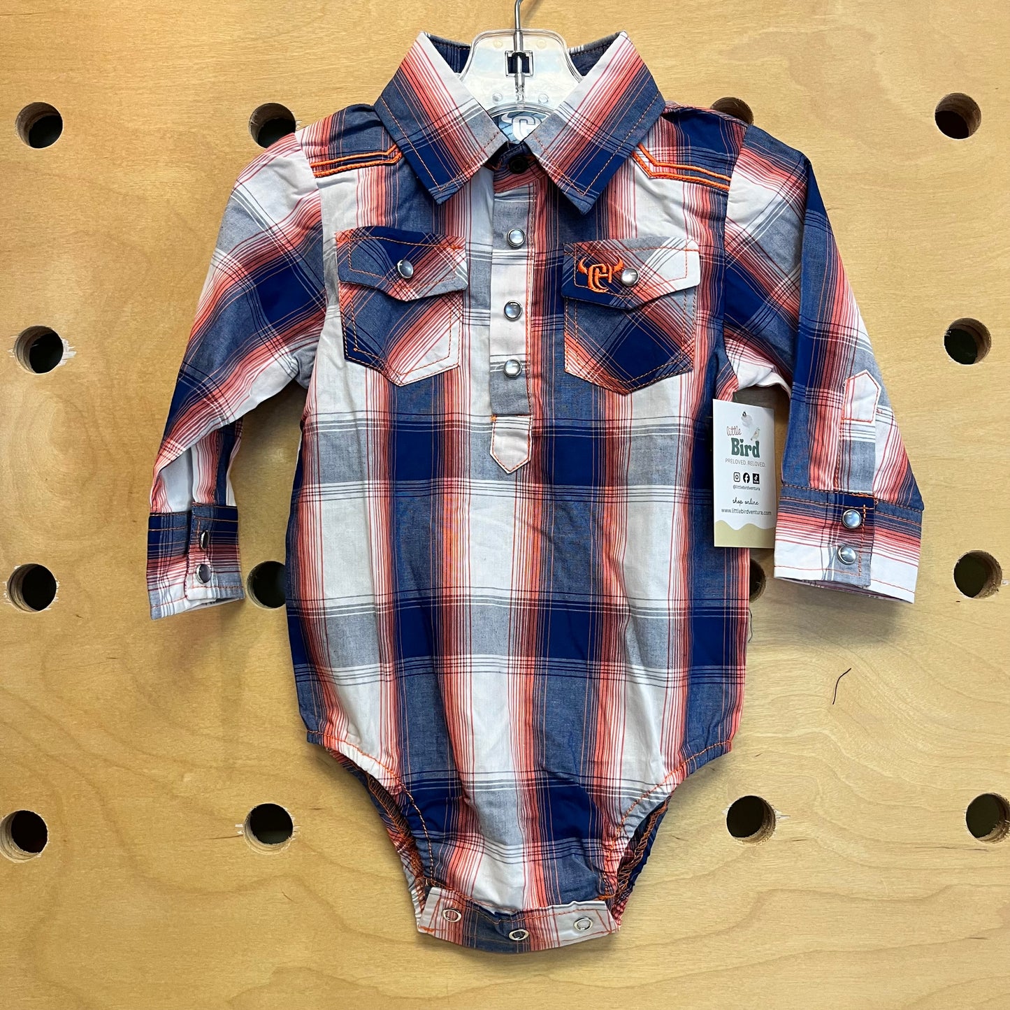 Blue/Orange Plaid Bodysuit