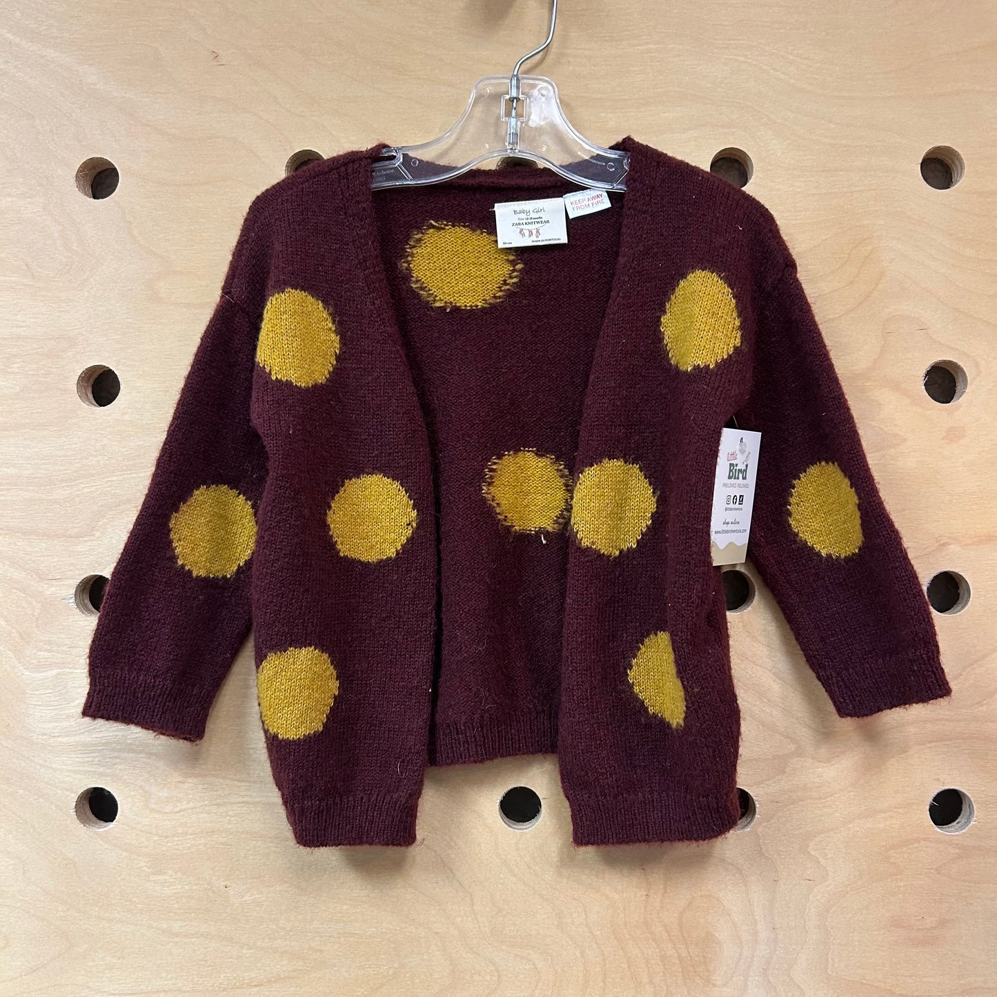 Maroon/Yellow Circles Cardigan