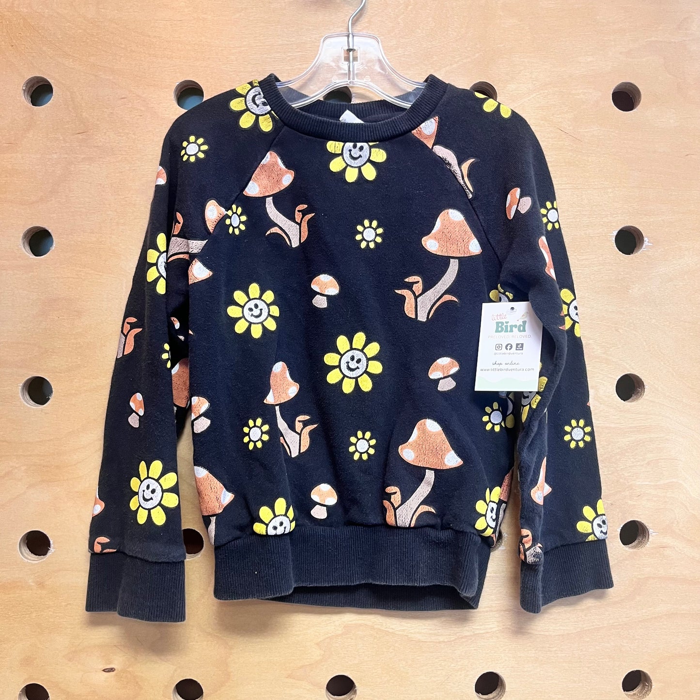 Black Mushrooms/Flowers Pullover