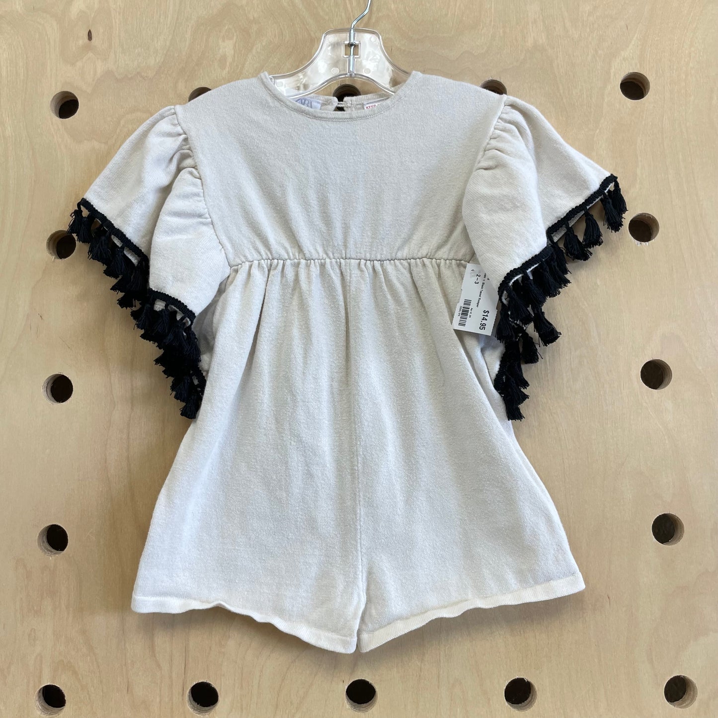 Cream + Black Tassel Romper