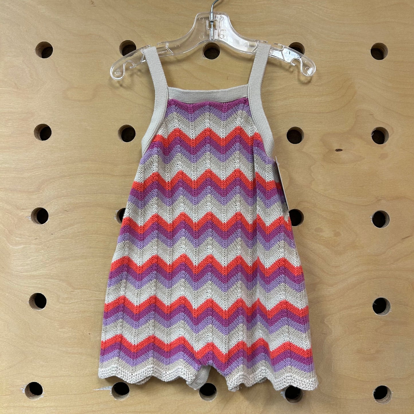 Beige Colorful Chevron Knit Dress