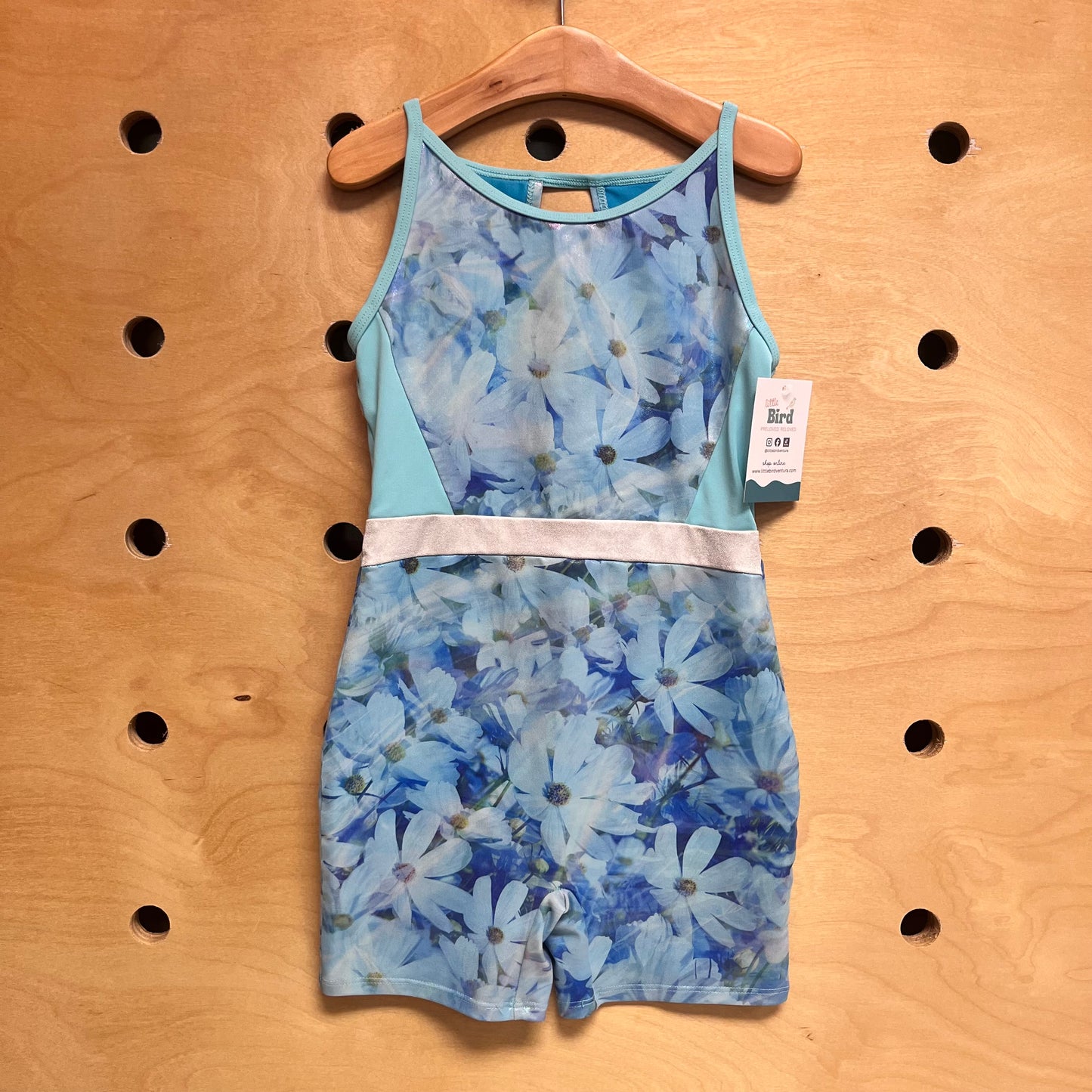 Blue Floral Shimmer Leotard