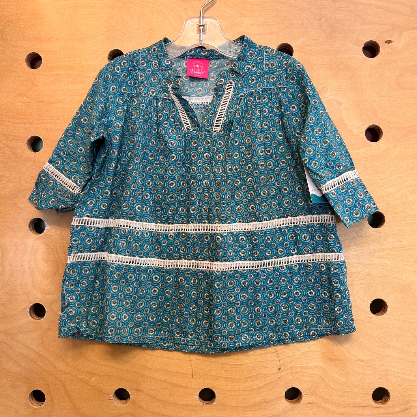 Teal Geometric Floral Cotton Tunic