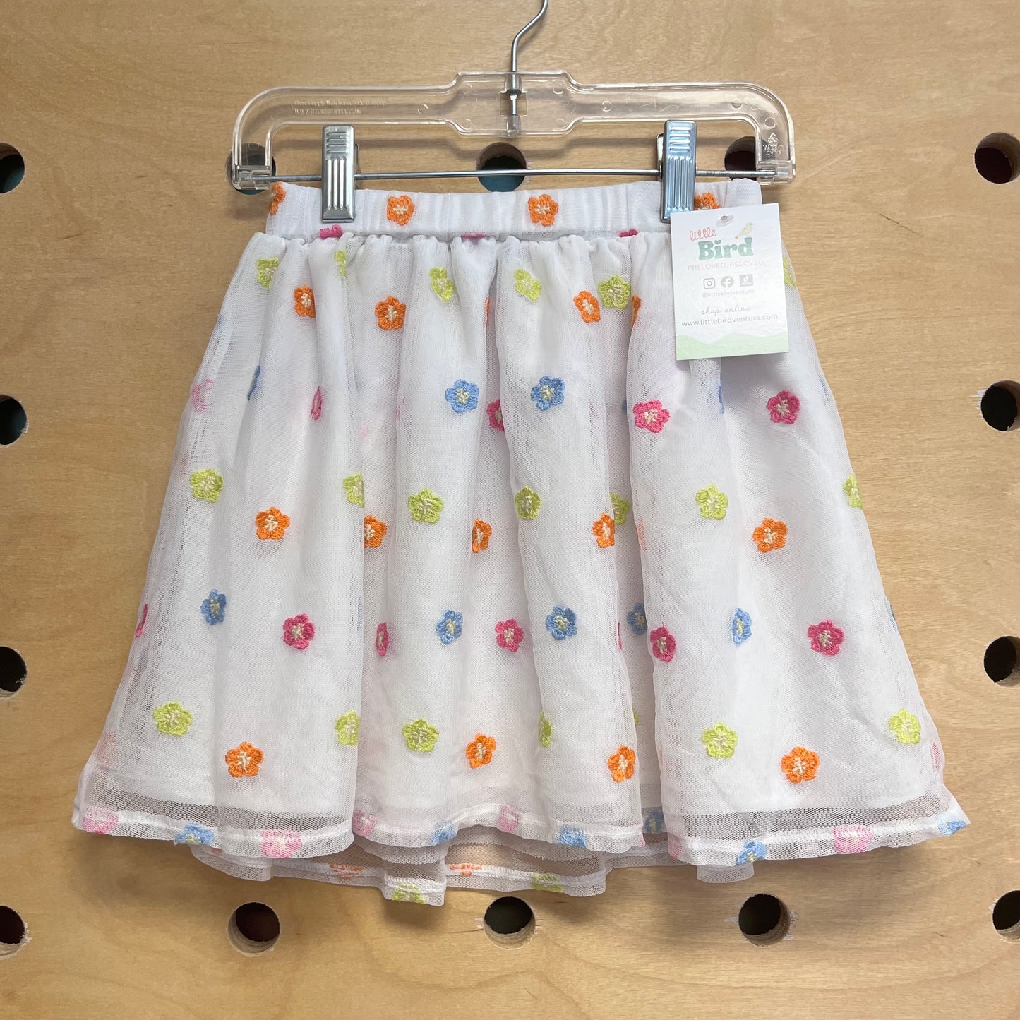 White Embroidered Tulle Skirt