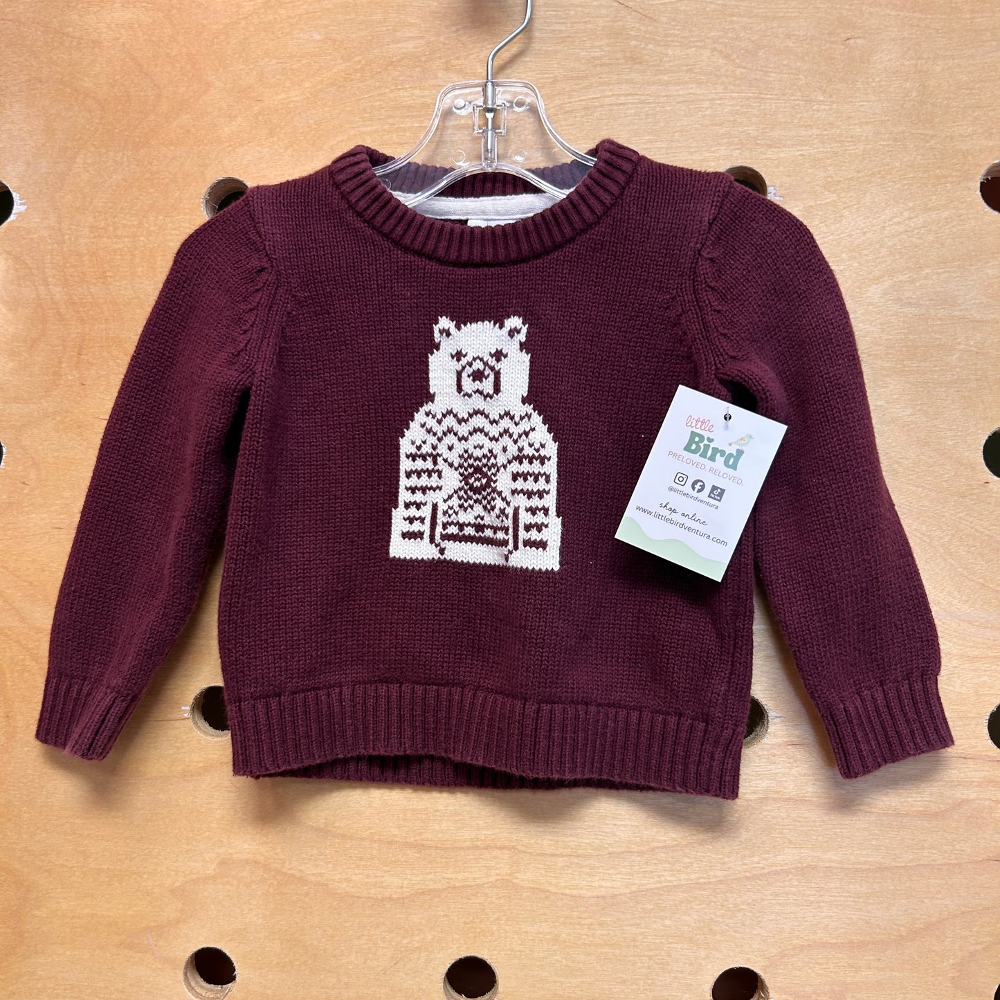 Maroon/White Bear Knit Sweater