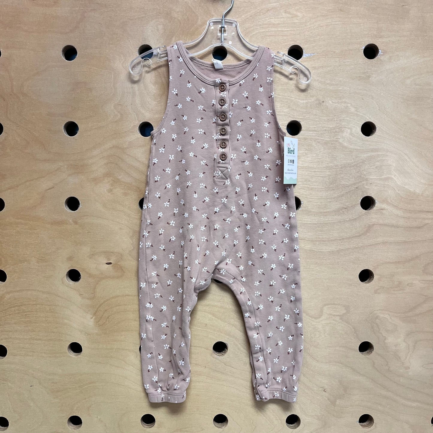 Beige & White Floral Organic Romper