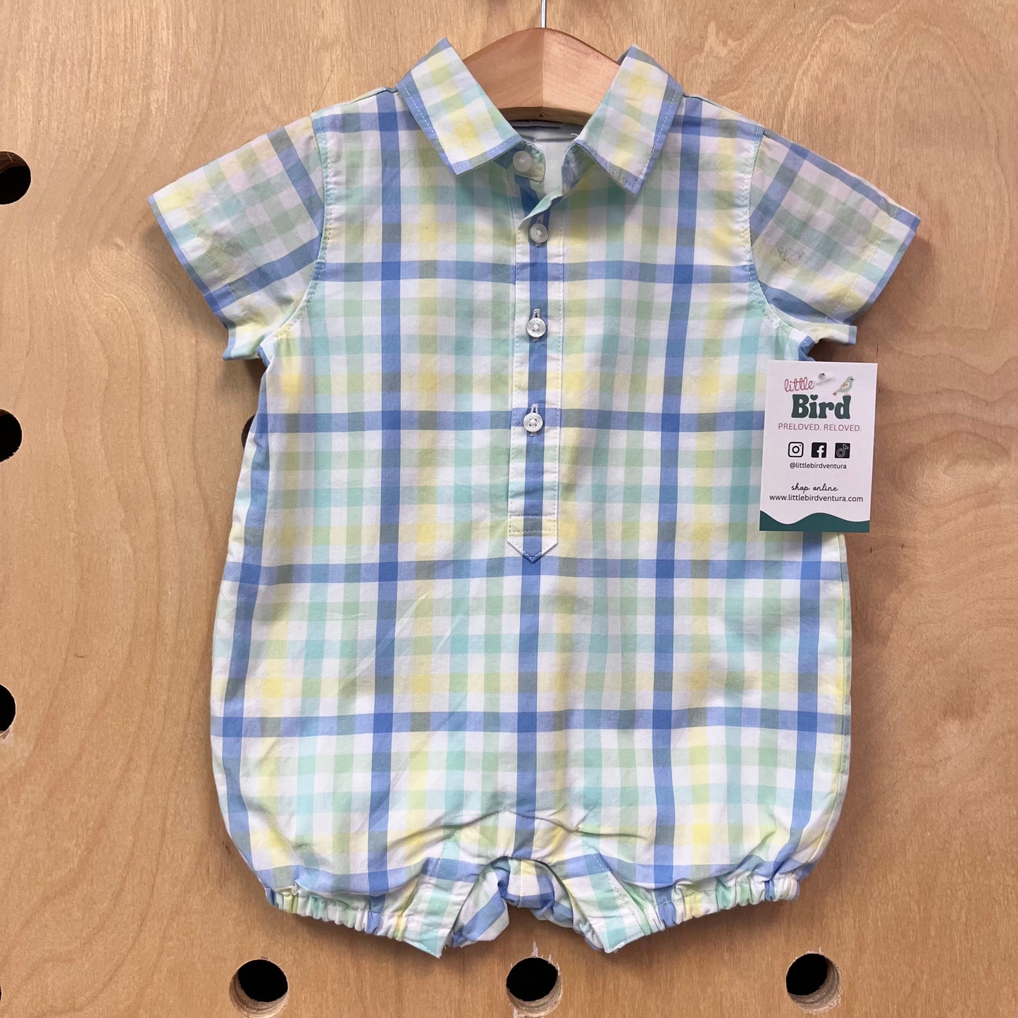 Pastel Plaid Polo Romper NEW!