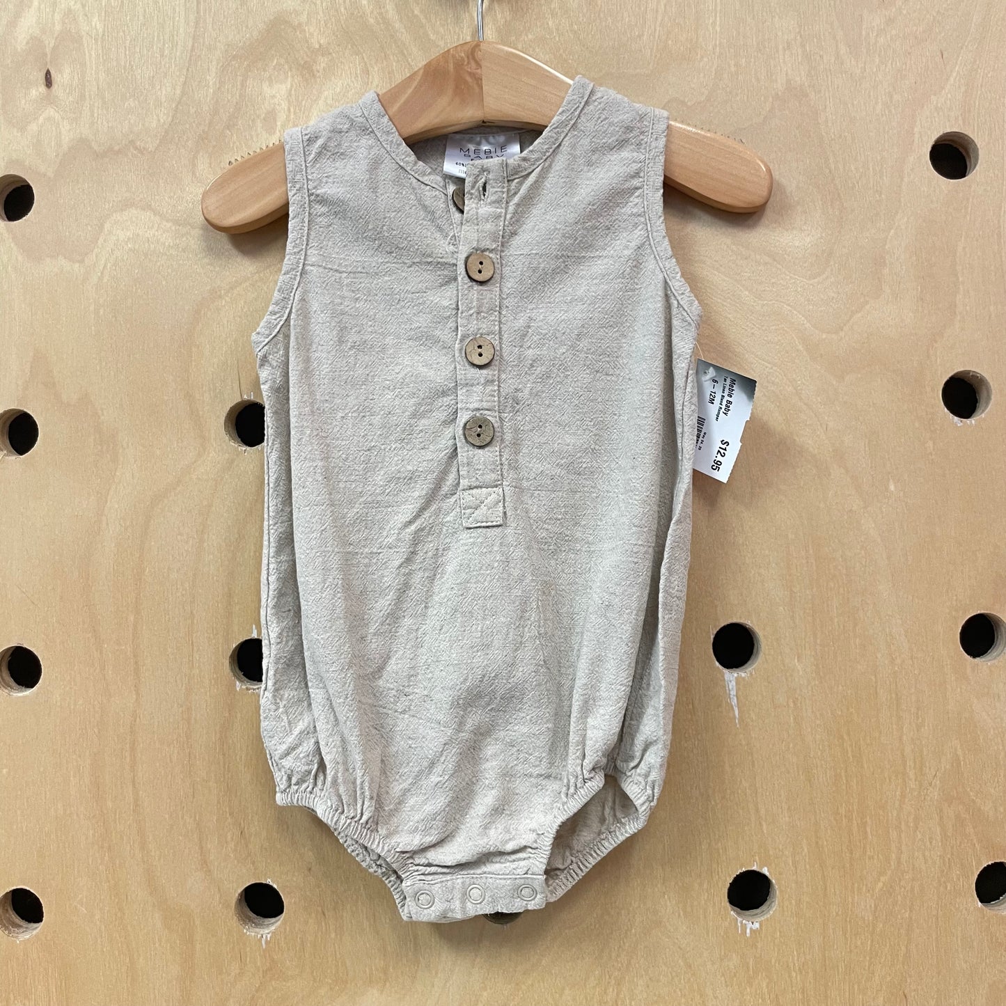 Tan Linen Blend Romper
