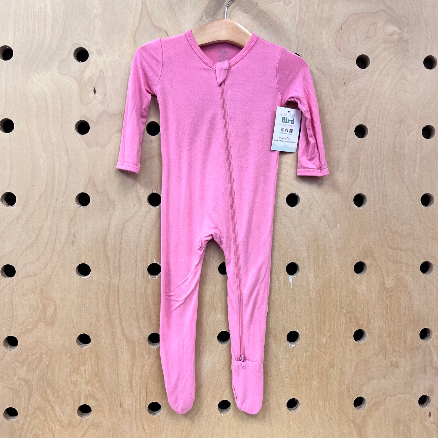 Pink Bamboo Zip Footies
