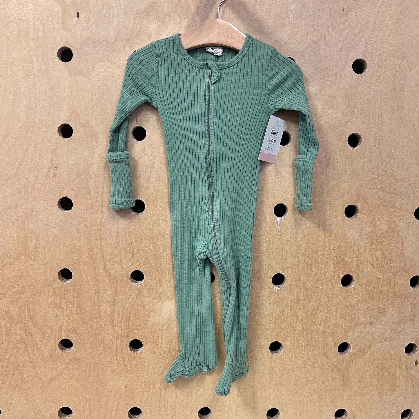 Organic Green Ribbed Footies