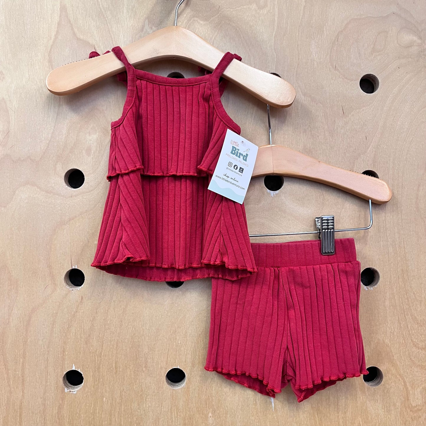 Organic Red Ribbed Outfit