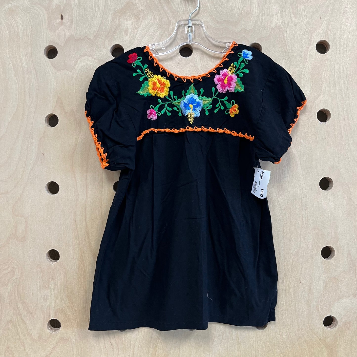 Black Embroidered Floral Dress