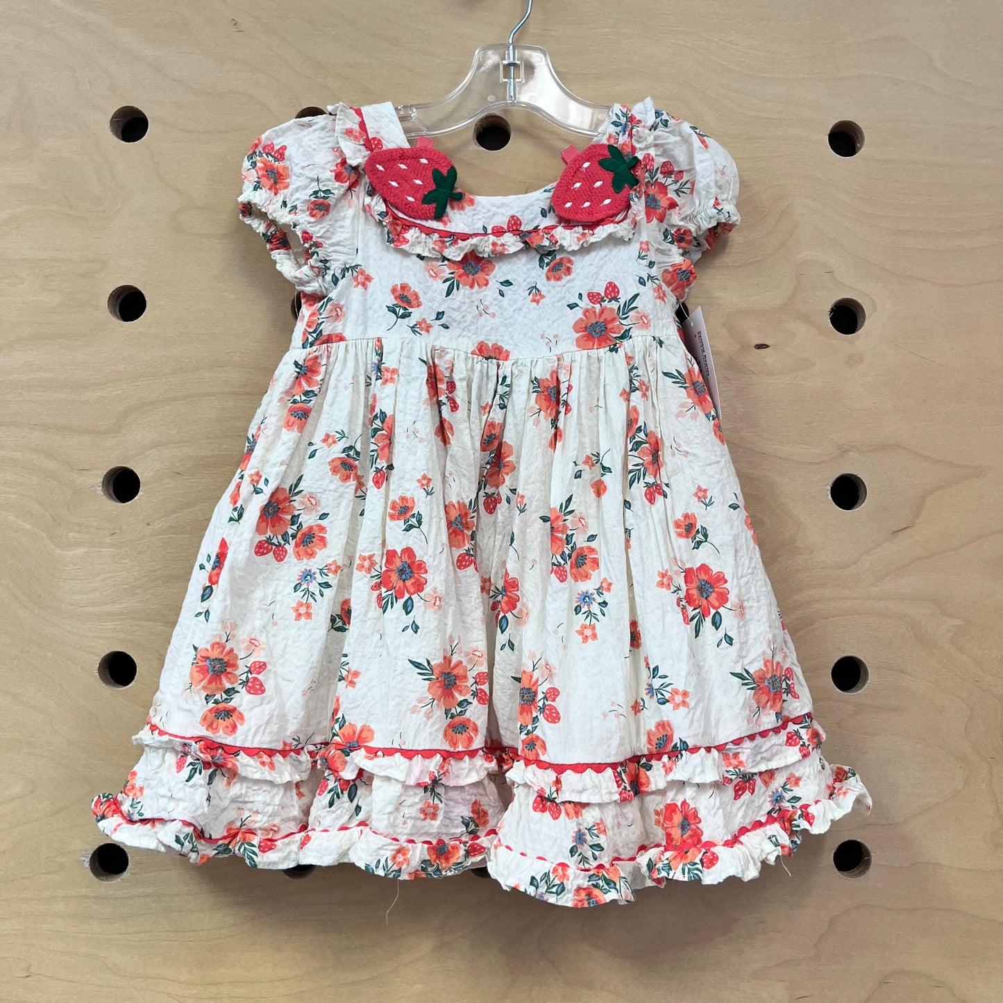 Cream & Orange Floral Textured Dress