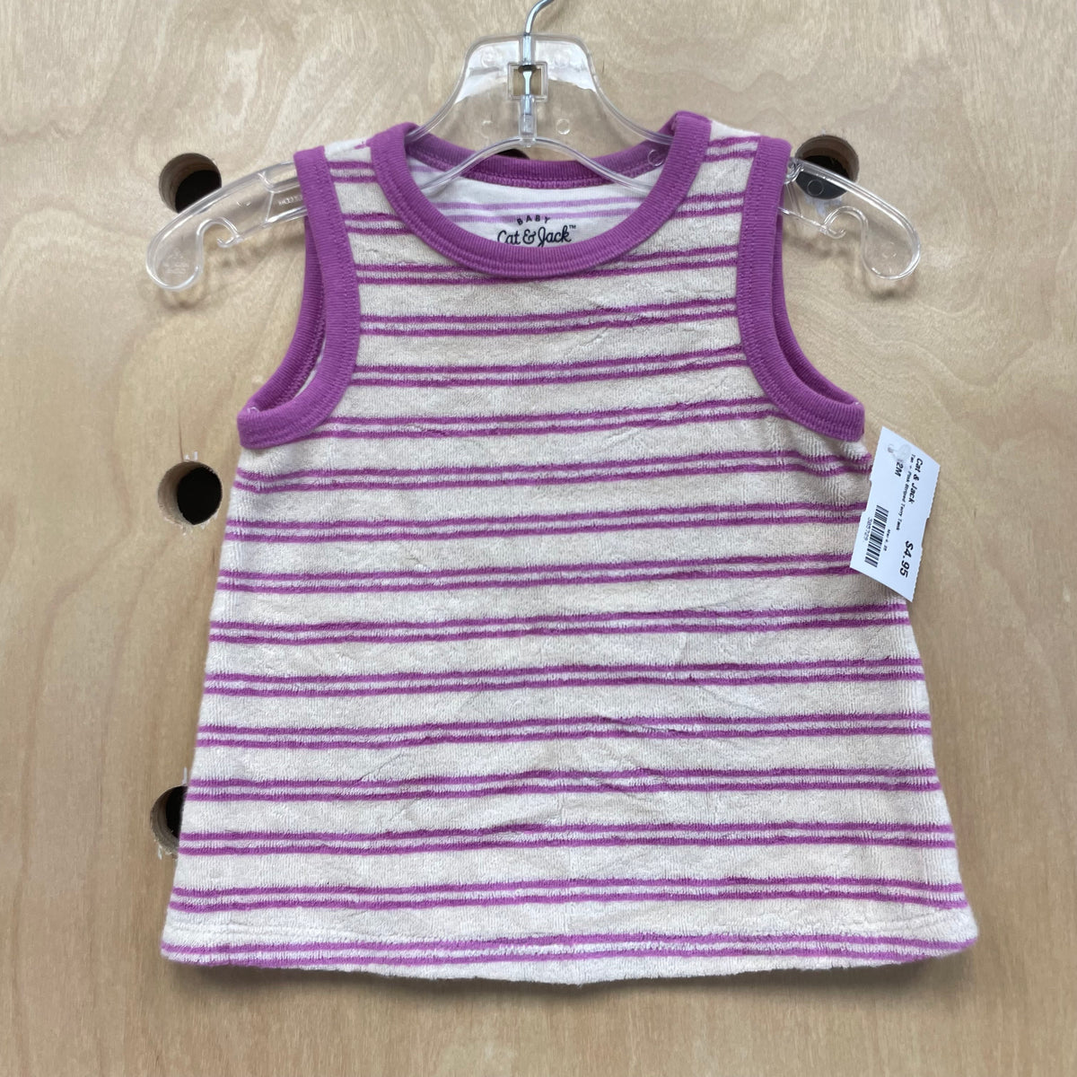 Tan + Pink Striped Terry Tank