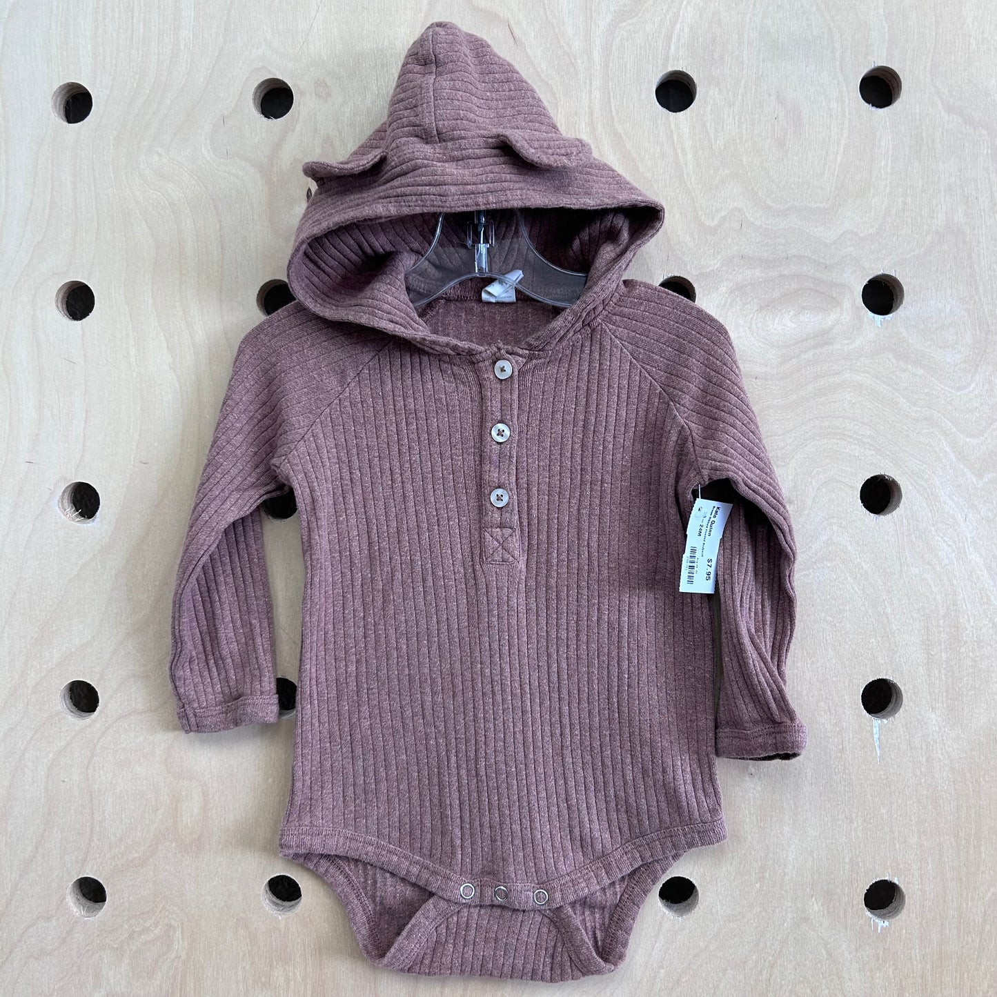 Brown Ribbed Hooded Bodysuit