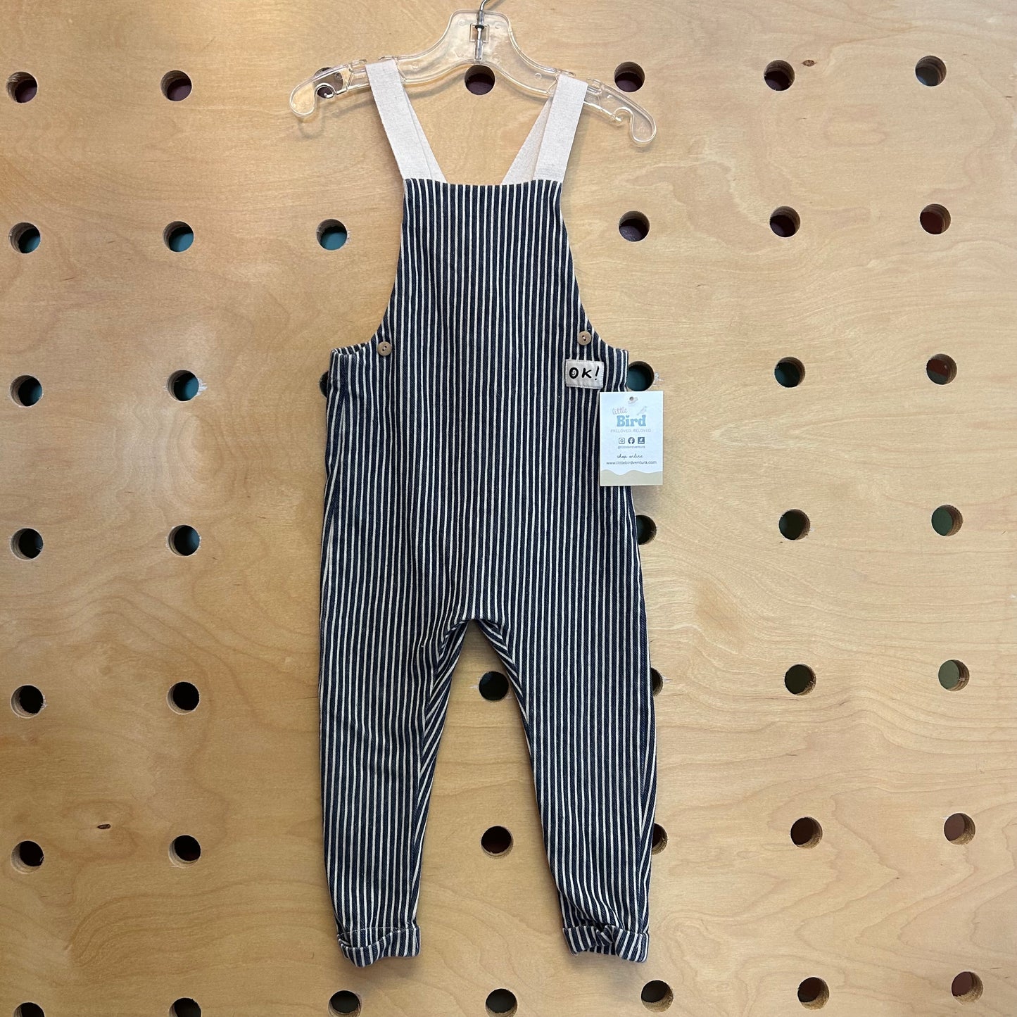 Navy/White Striped 'OK!' Coveralls