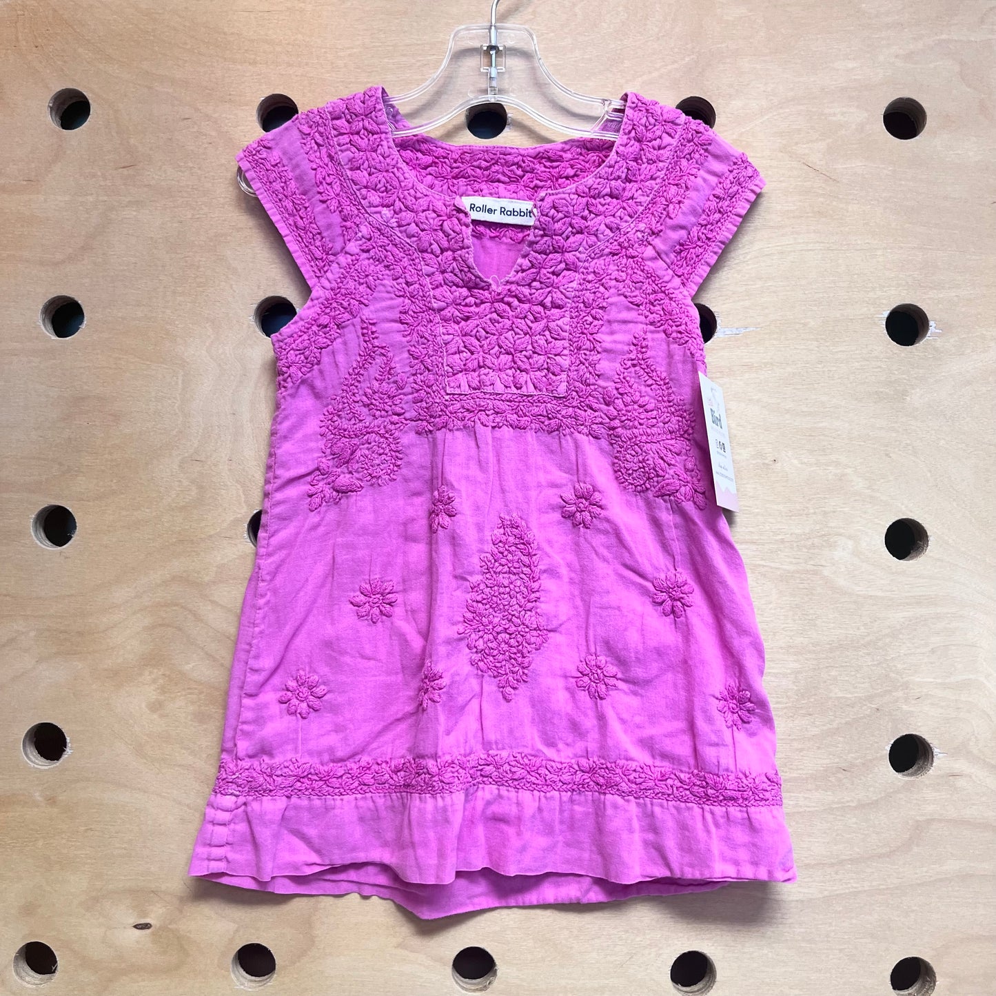 Pink Embroidered Flower Dress