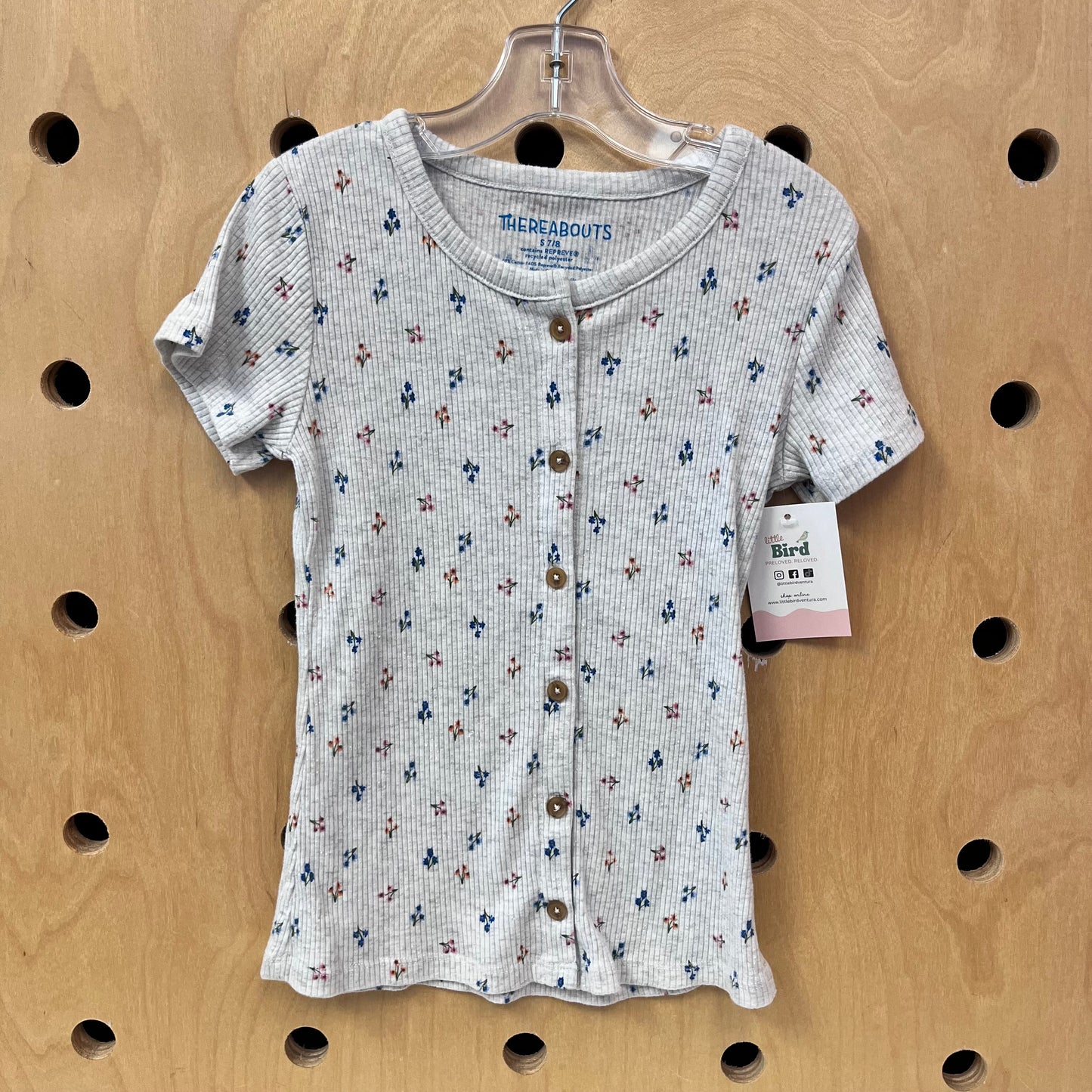 Grey Floral Ribbed Shirt