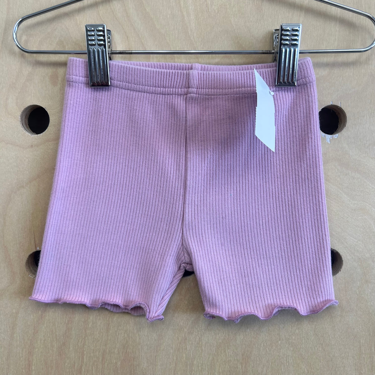 Organic Pink Ribbed Lettuce Hem Shorts
