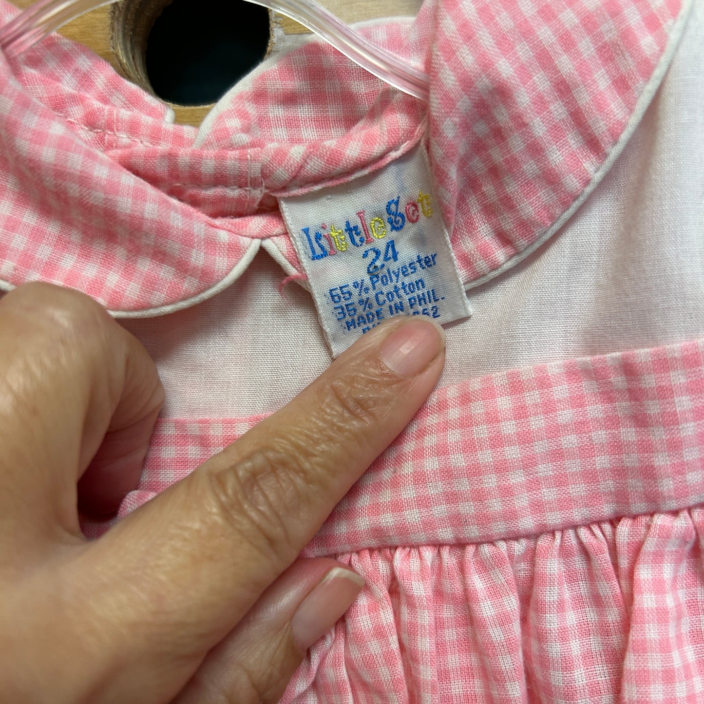 Little Set Pink/White Gingham Swan Dress