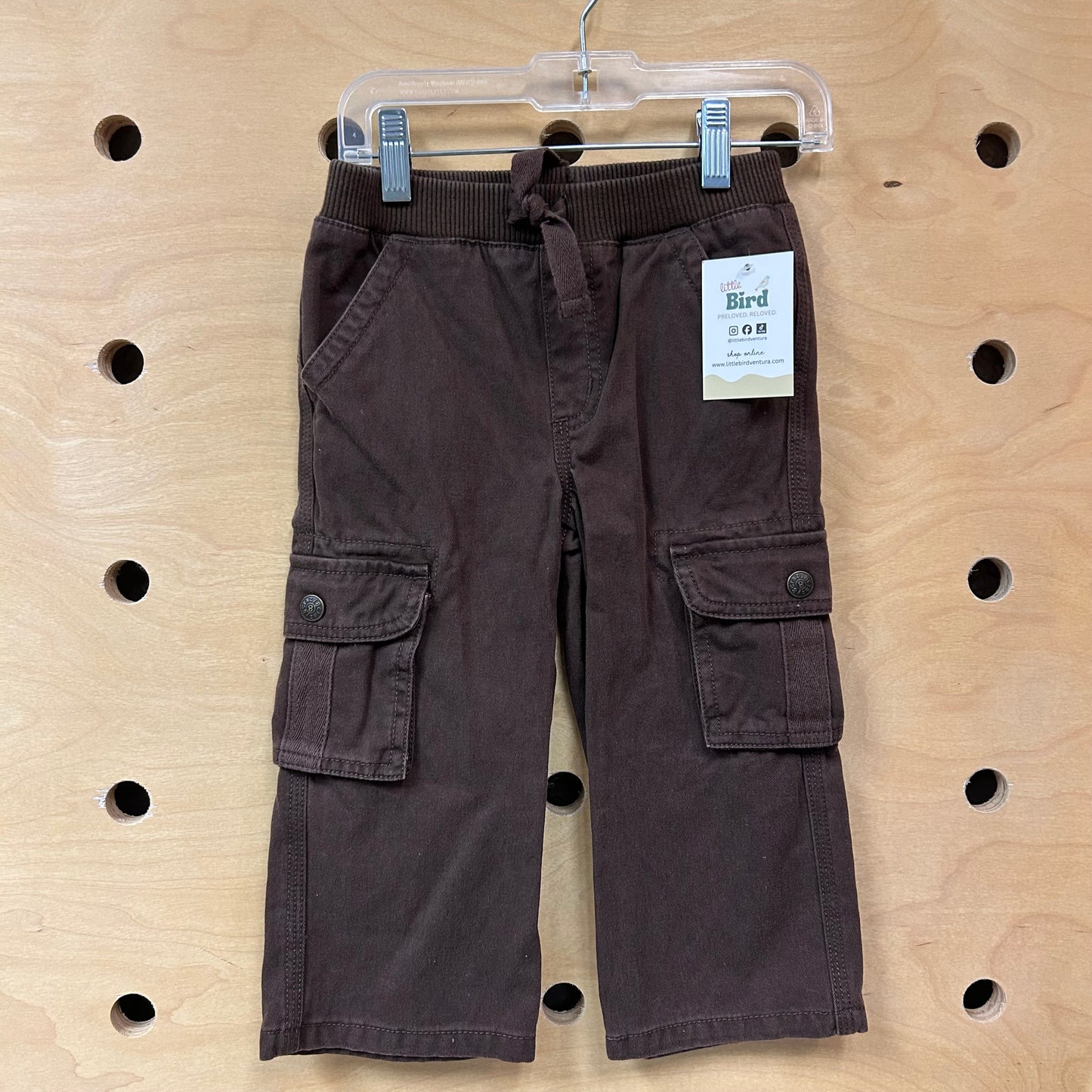 Brown Denim Wide Leg Pocket Pants