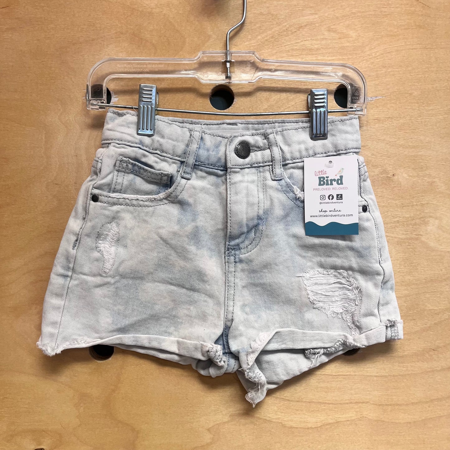 Distressed Bleached Denim Shorts