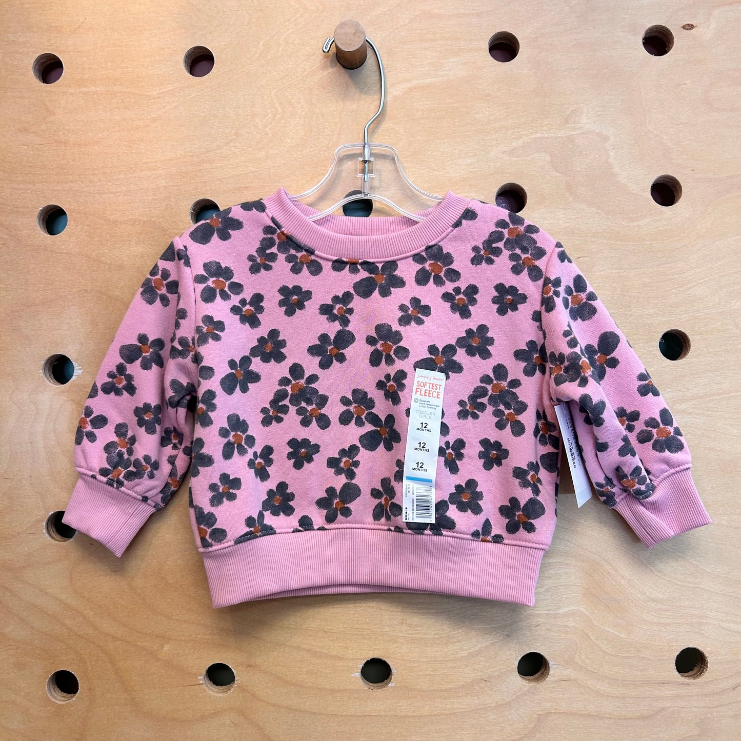 Pink/Grey Floral Pullover NEW!