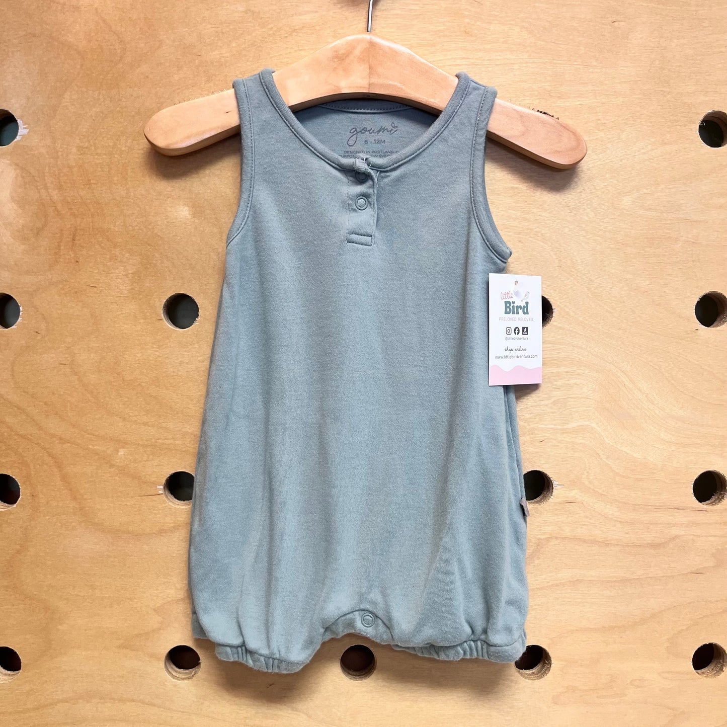 Organic Dusty Blue Snap Romper