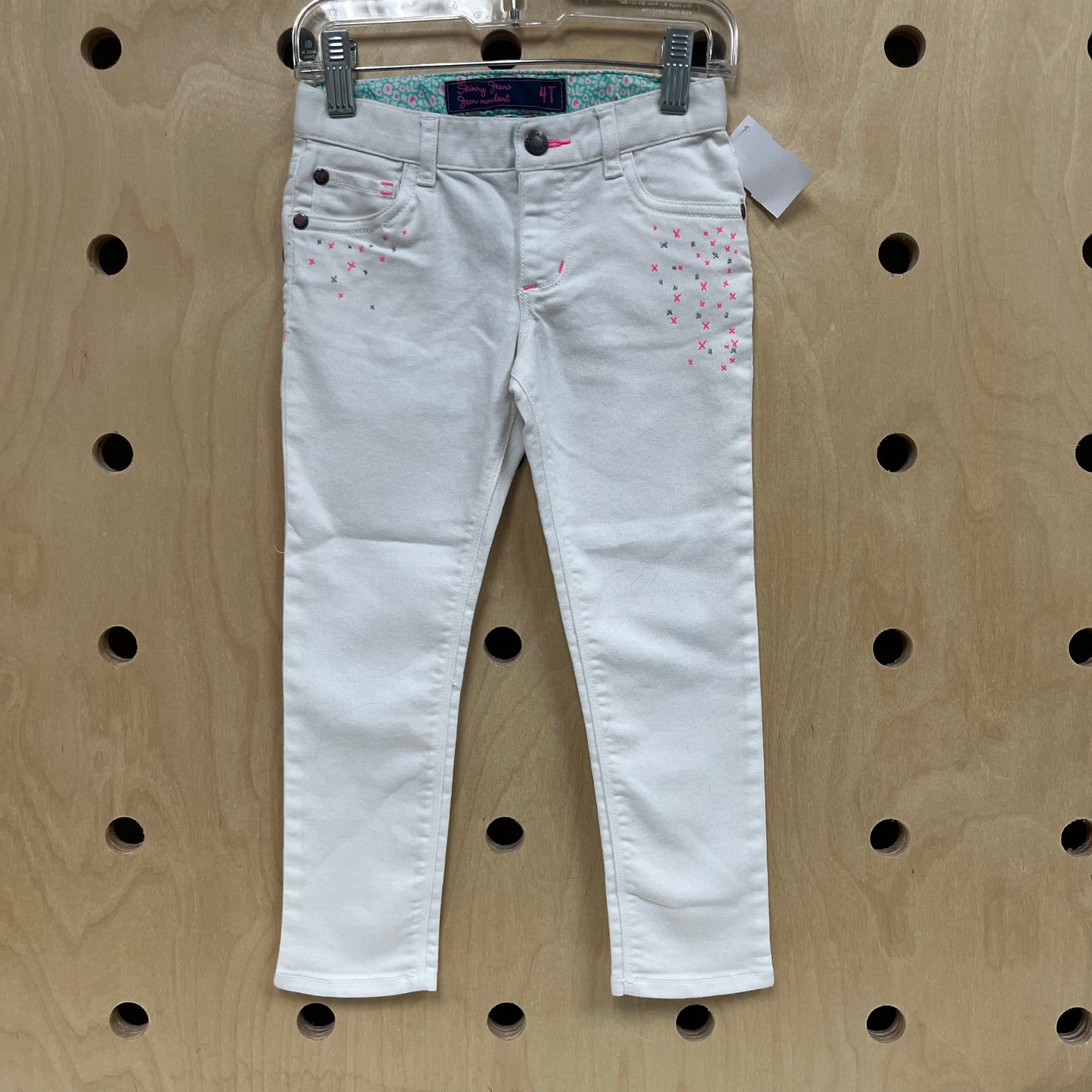 White Pink & Silver Denim