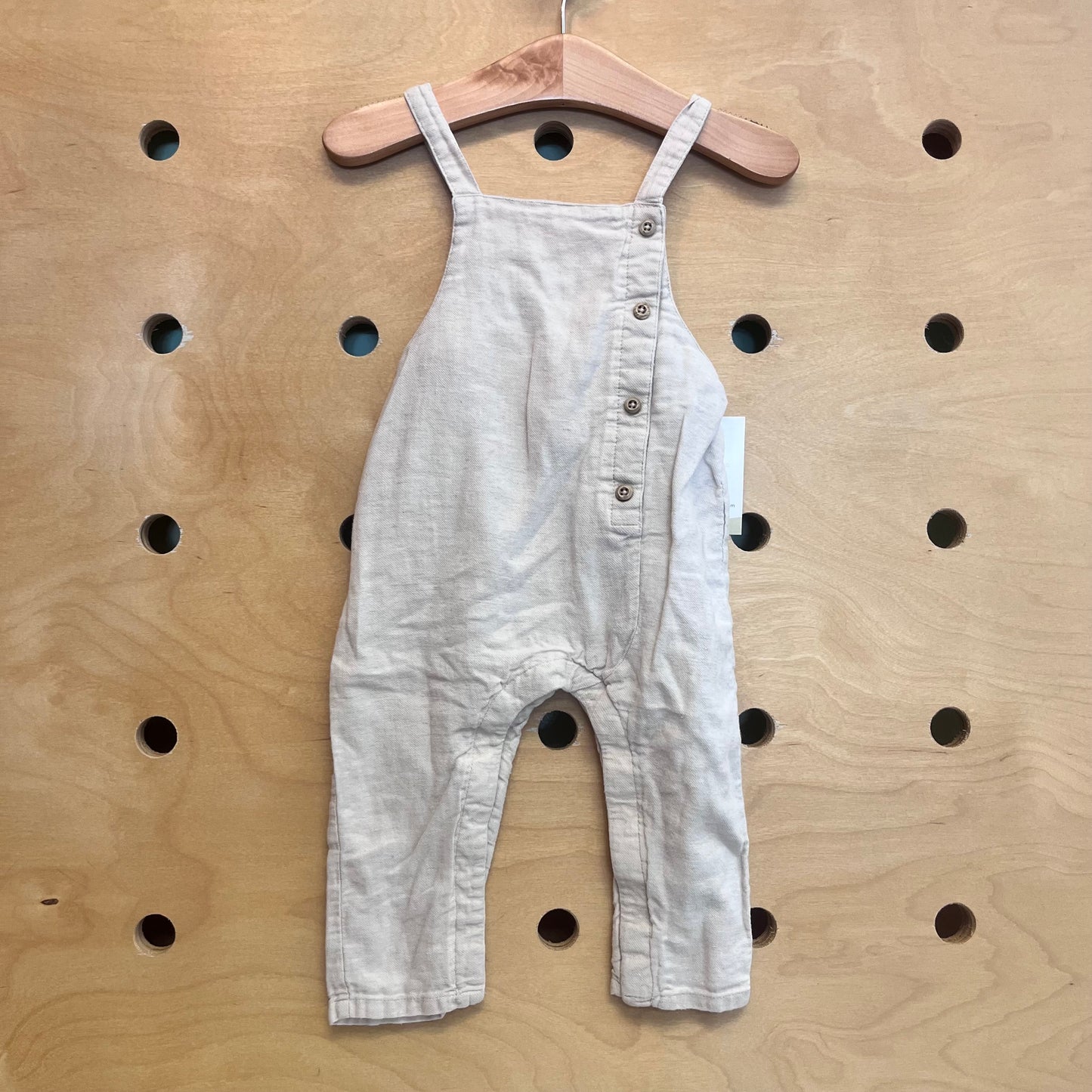 Tan Gauze Half Button Overalls
