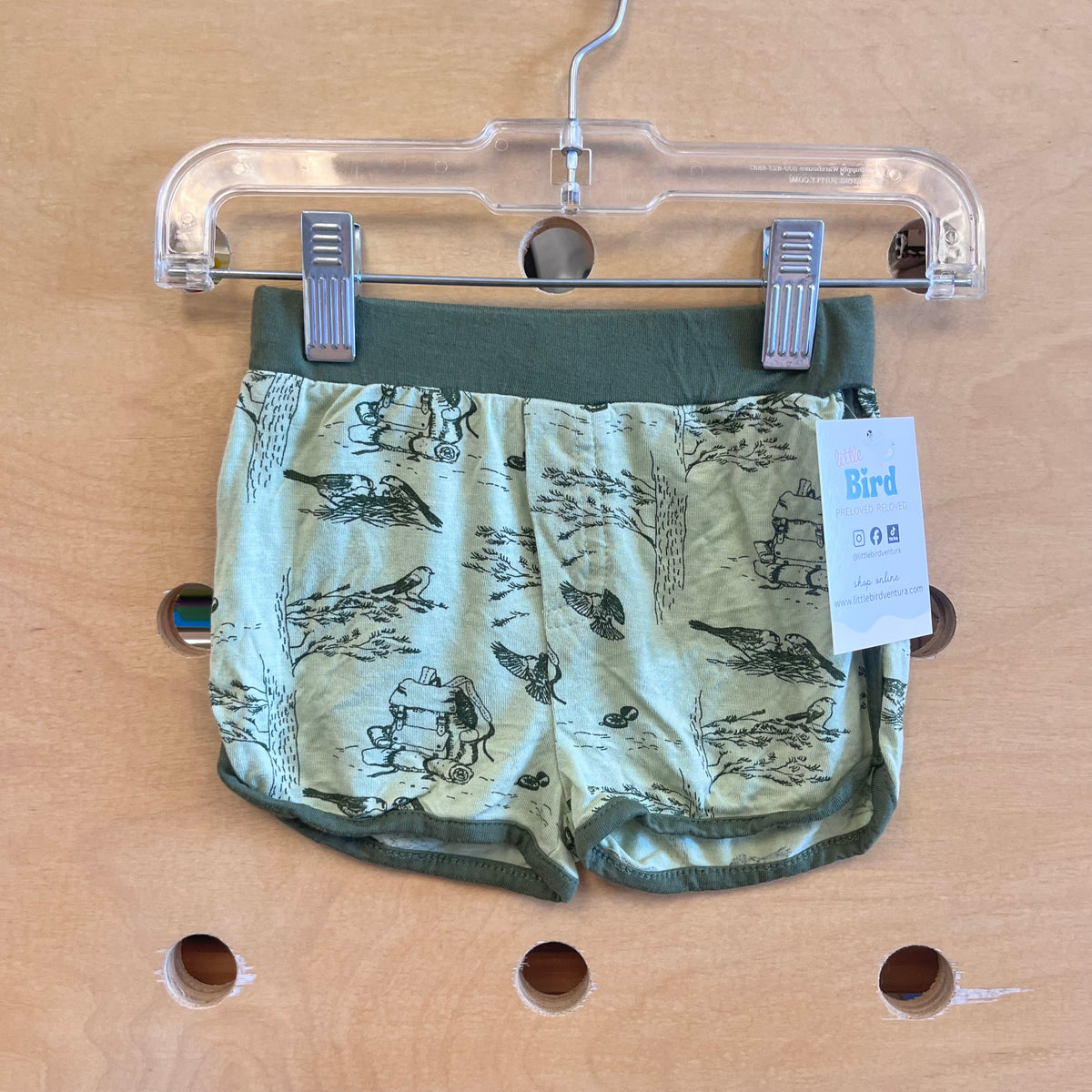 Green Modal Birds Shorts