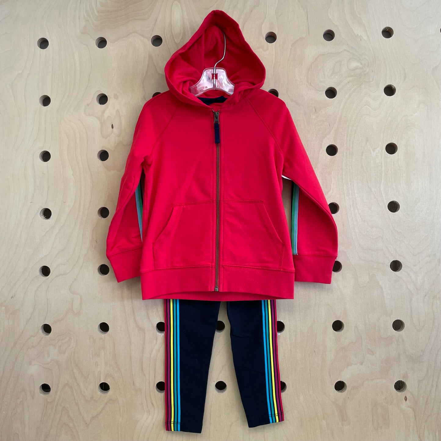 Red + Black Side Stripe Zip Hoodie Outfit