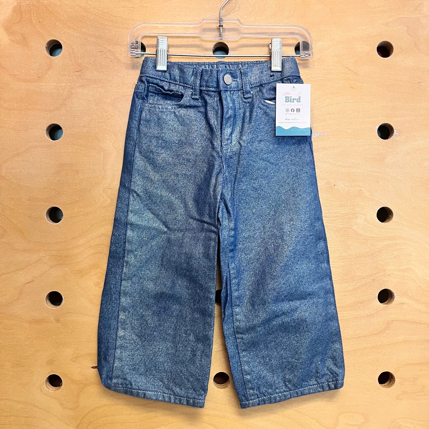 Blue Wide Leg Shimmer Denim