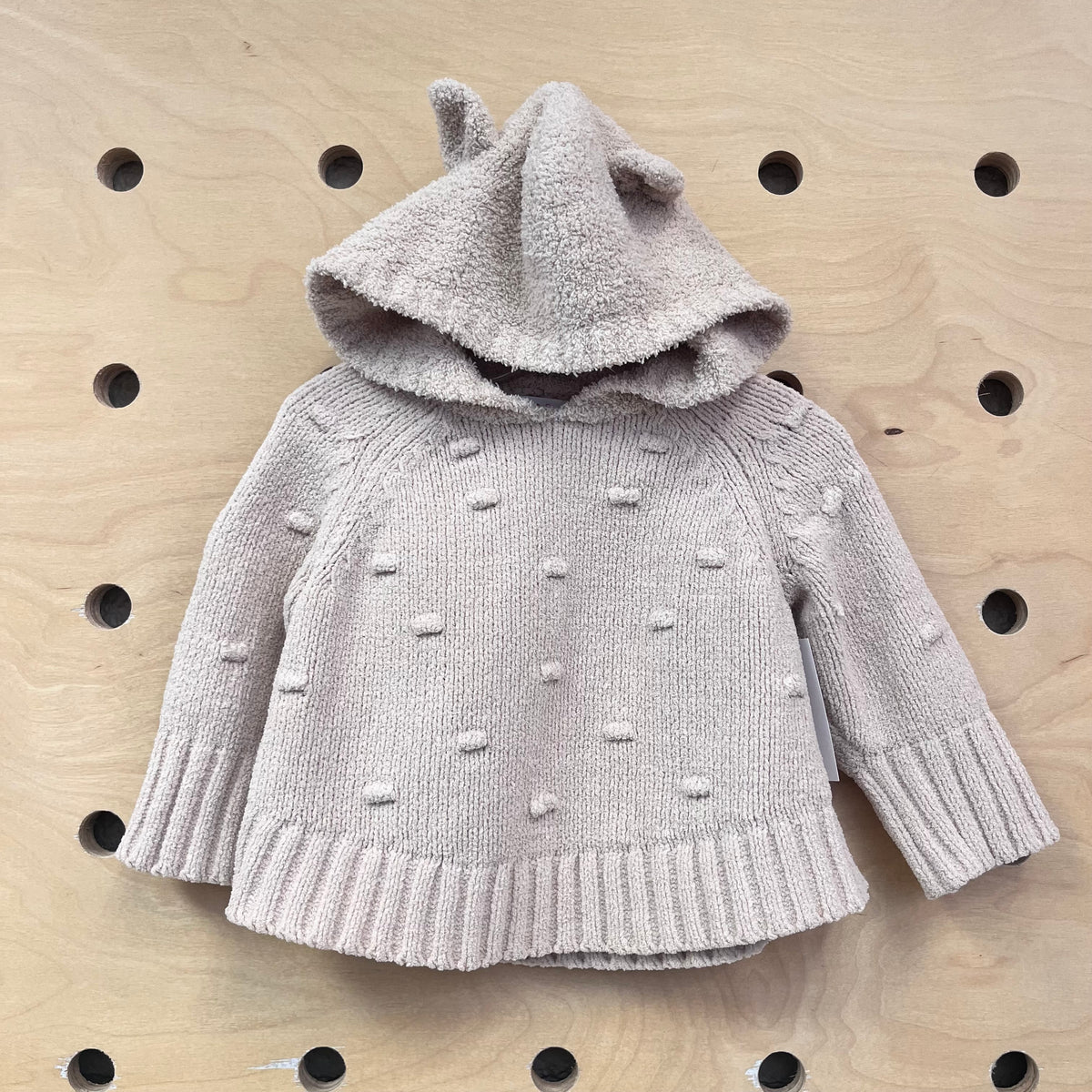 Fuzzy Knobby Knit Hoodie Sweater