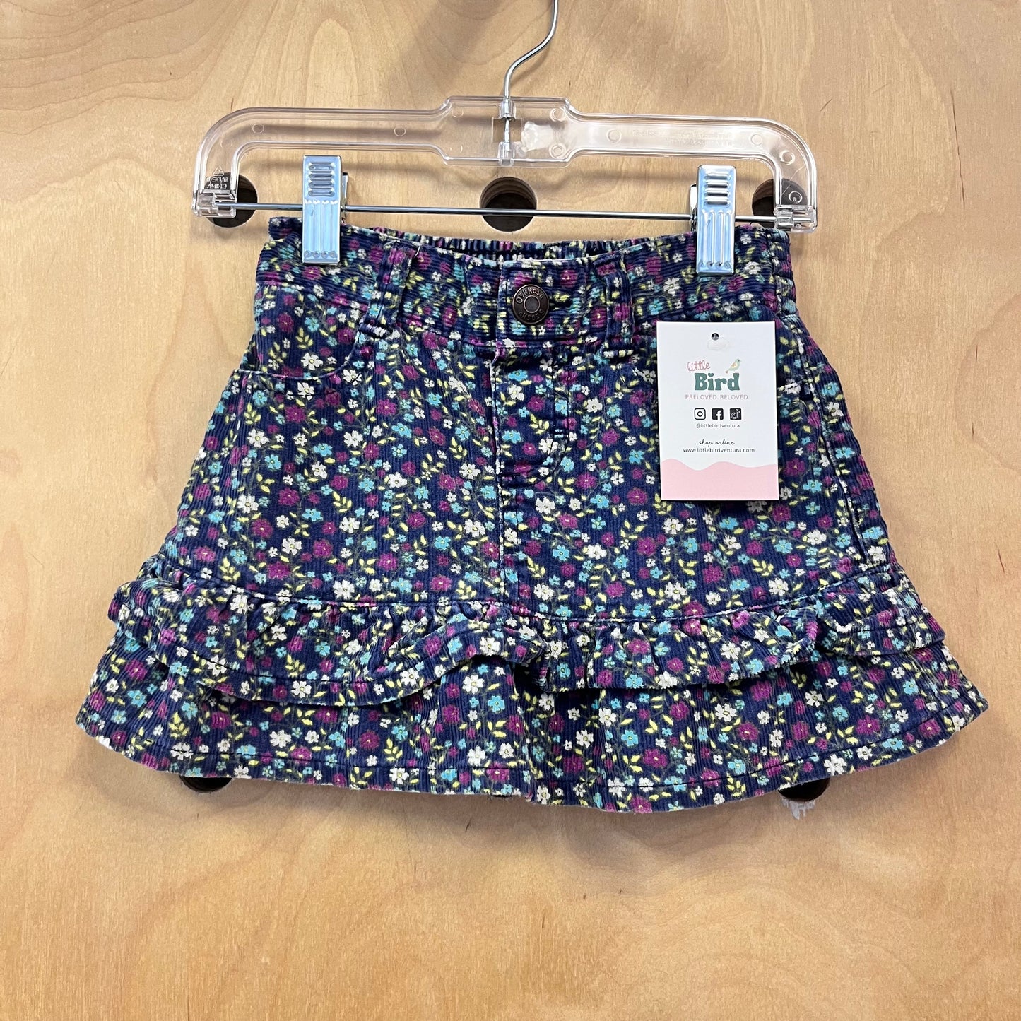 Blue Floral Cord Skirt