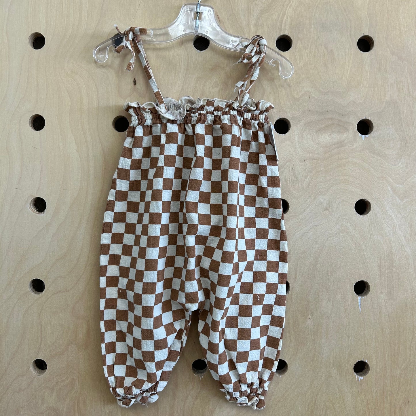 Brown Checkered Romper