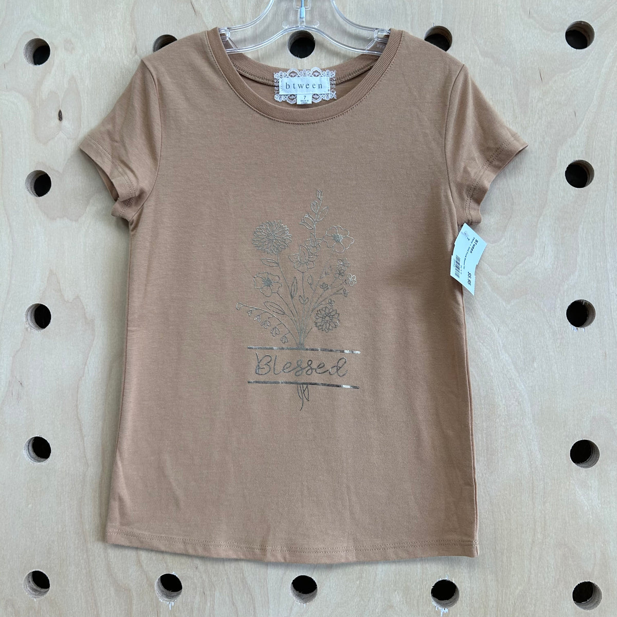Camel + Gold Floral Blessed Tee