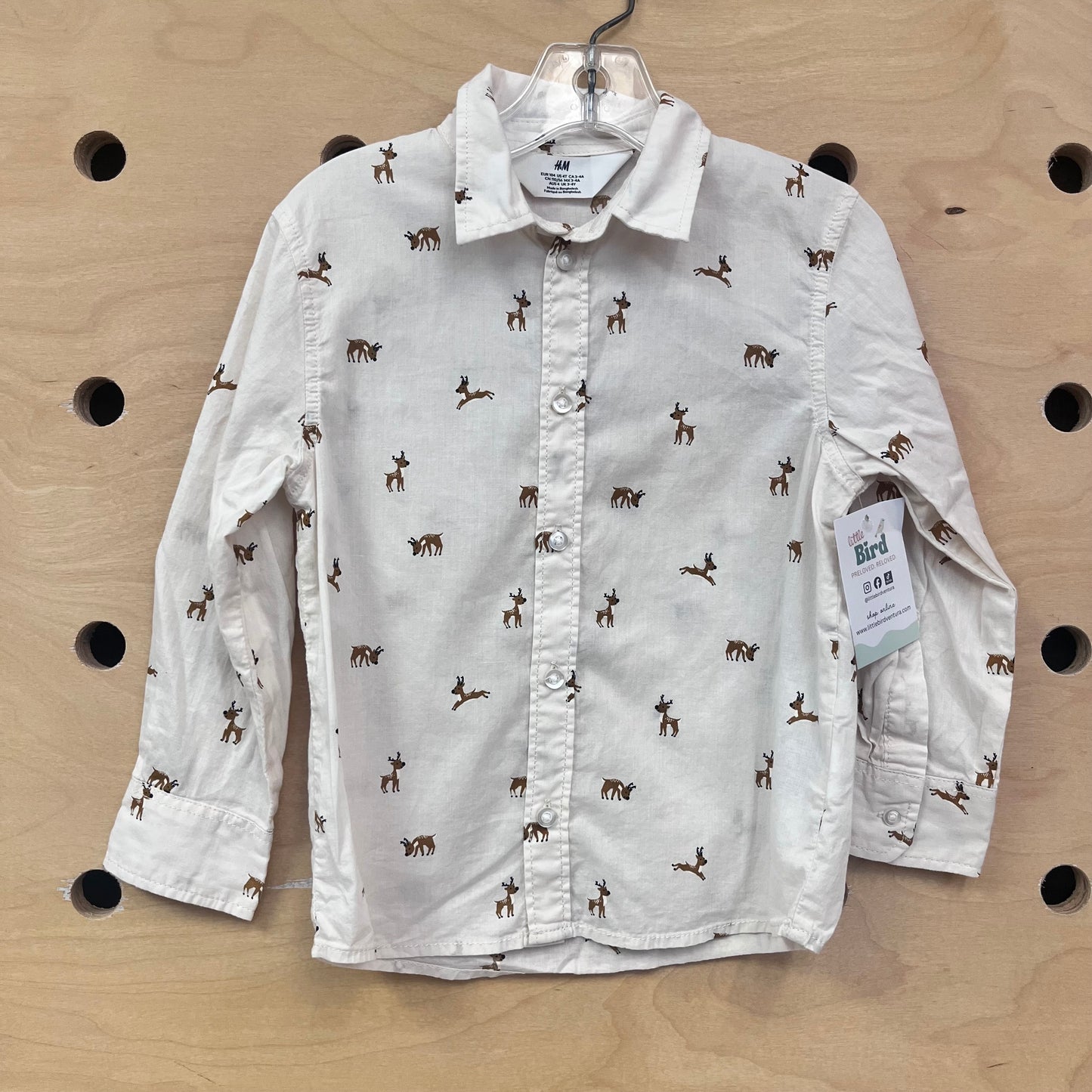 Cream Reindeer Button Up Shirt