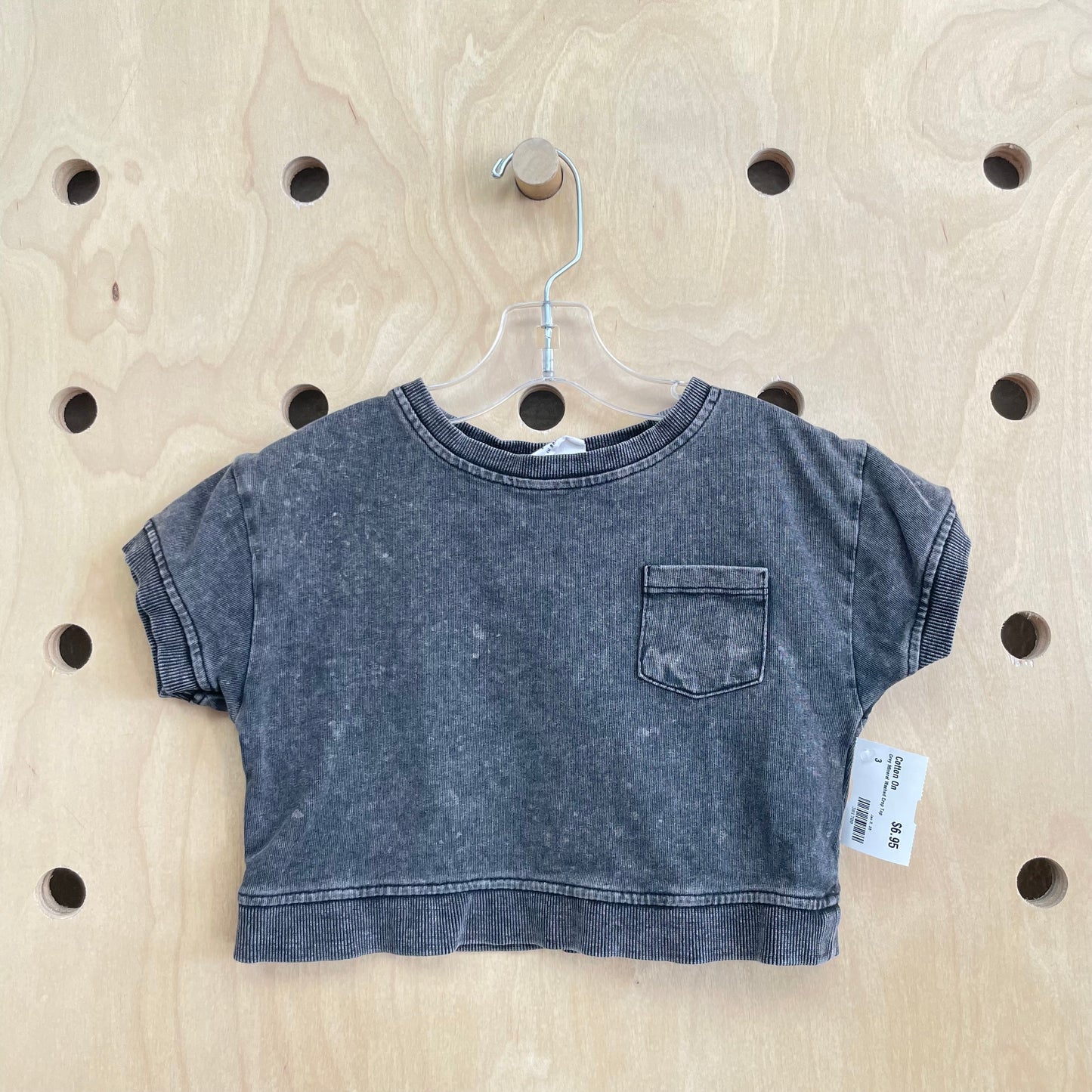 Grey Mineral Washed Crop Top