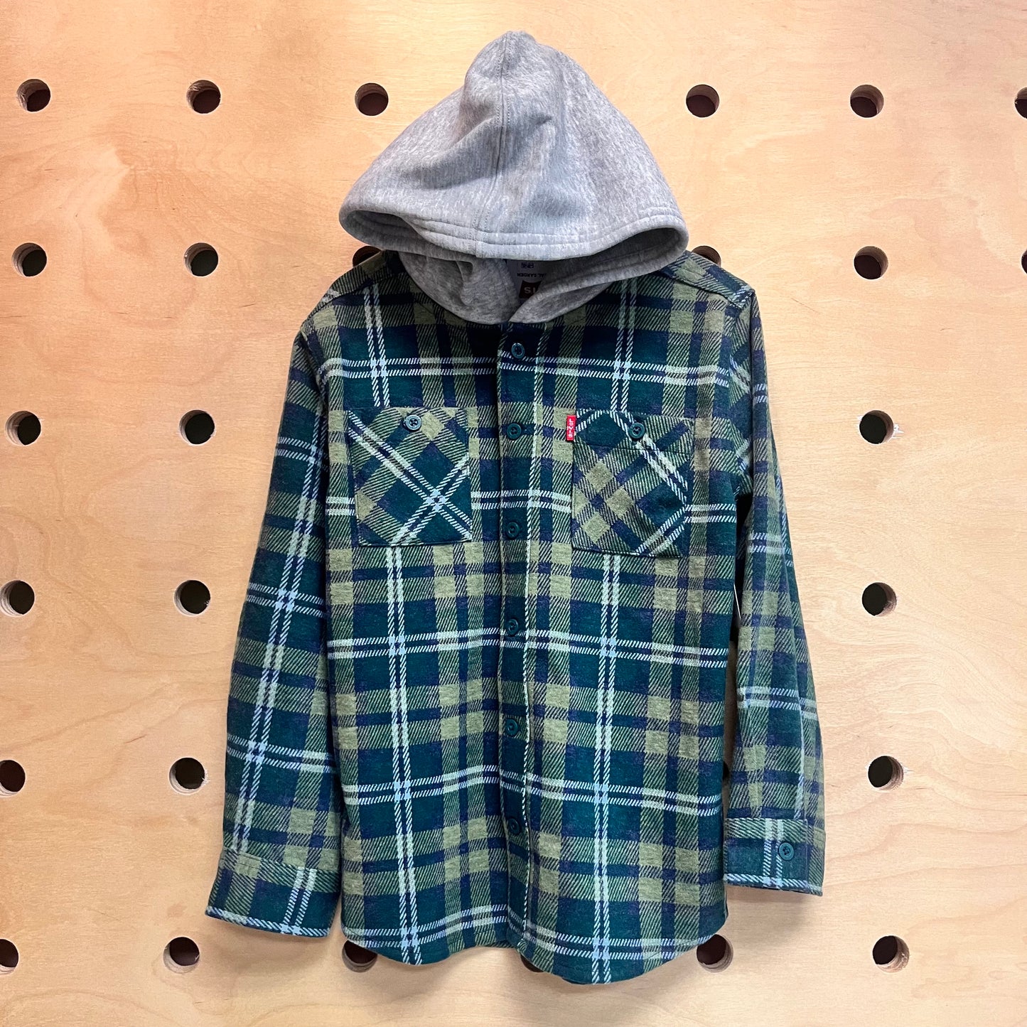 Green/Blue Hooded Flannel NEW!!