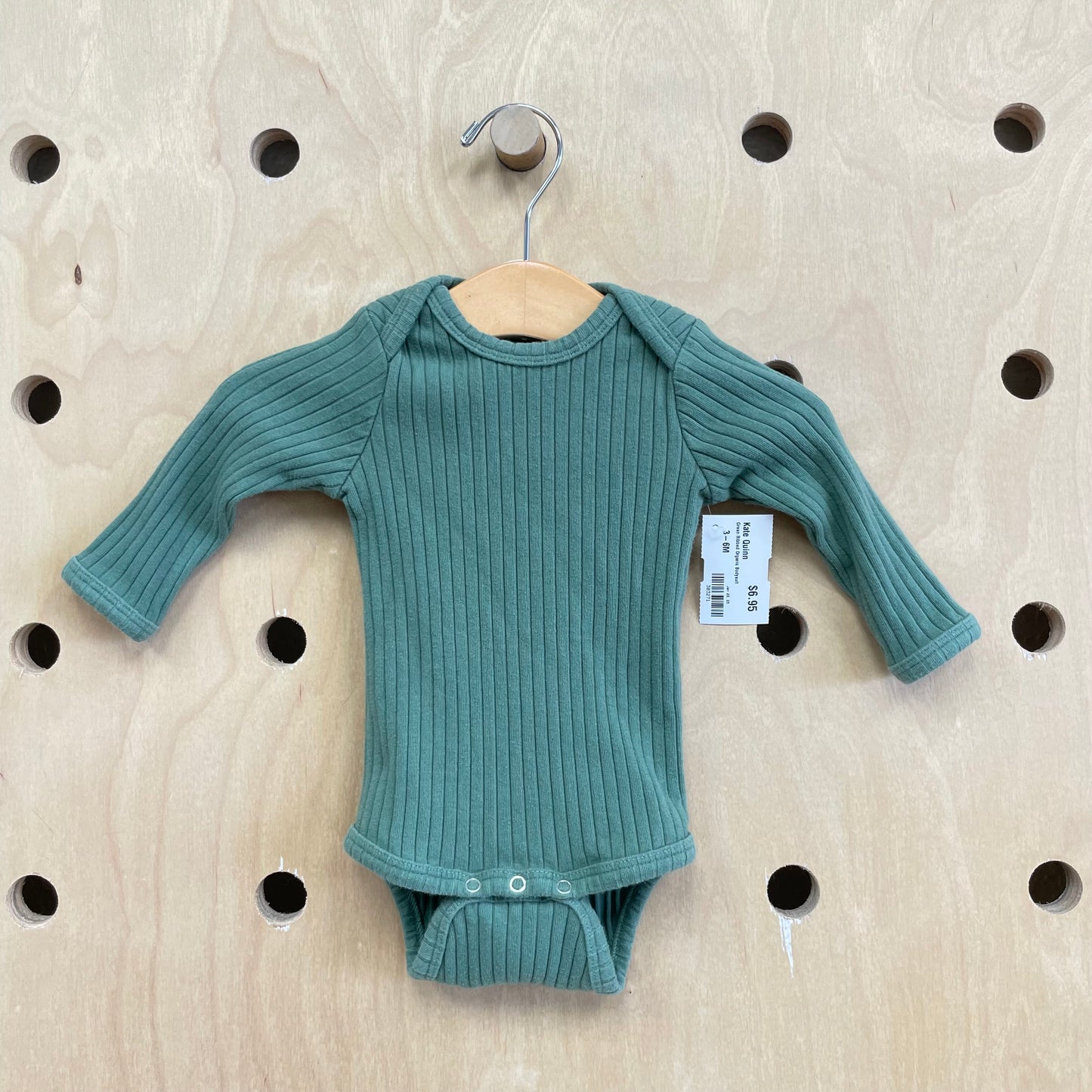 Green Ribbed Organic Bodysuit