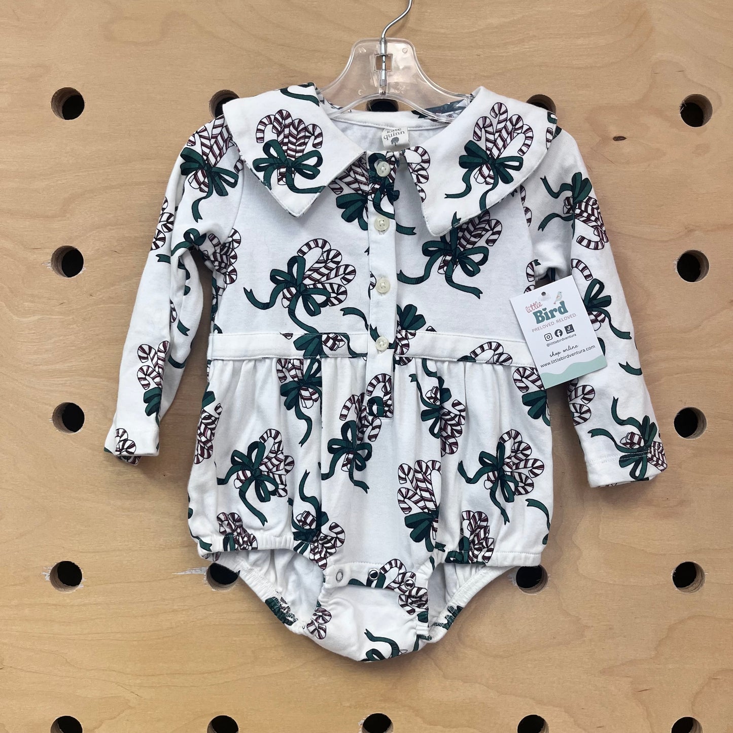 Organic Candy Cane Bubble Romper