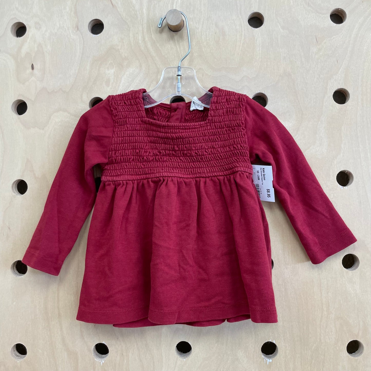 Red Smocked Organic Top