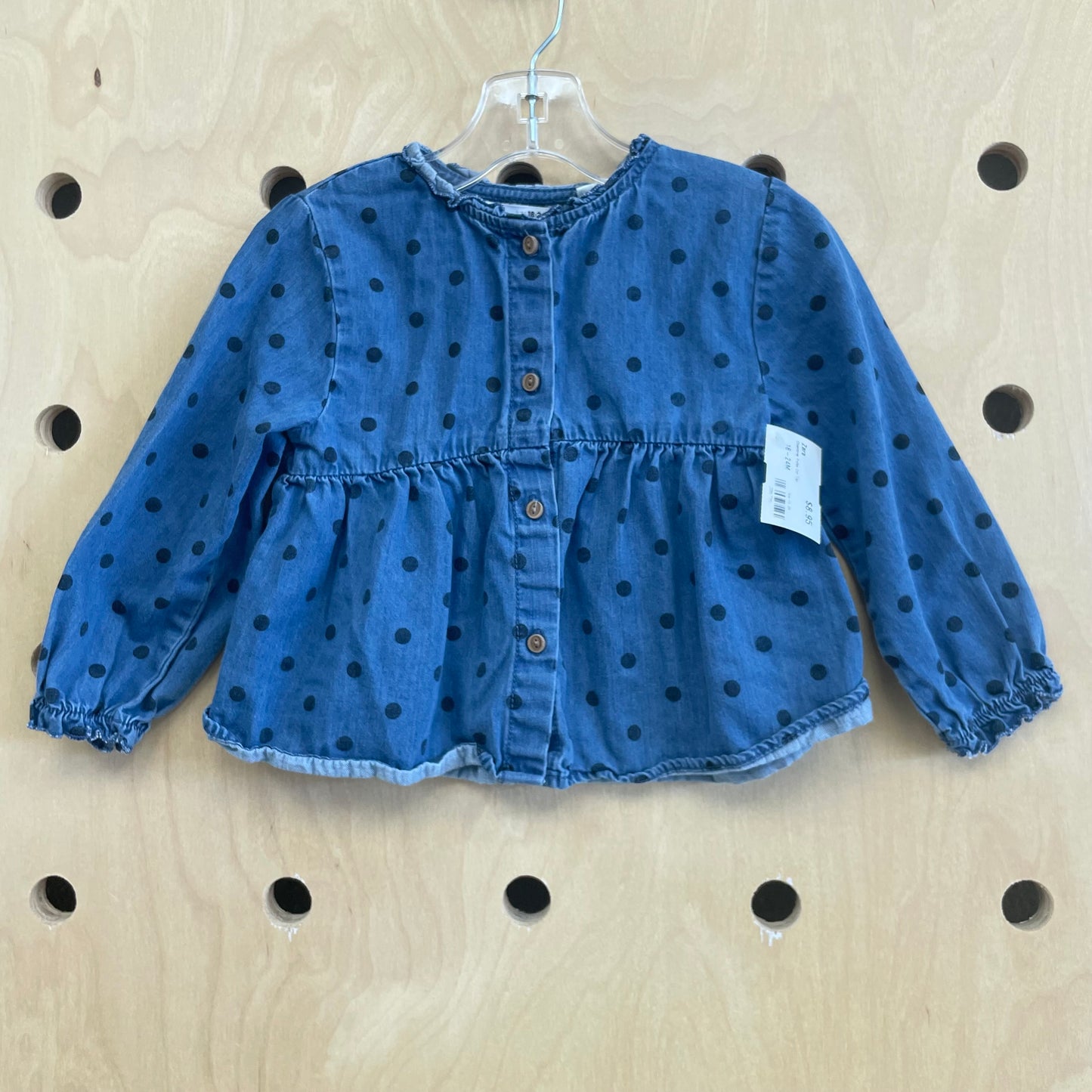 Chambray Polka Dot Top