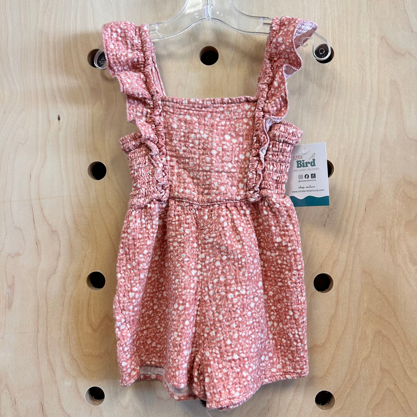 Pink & Cream Floral Gauze Romper