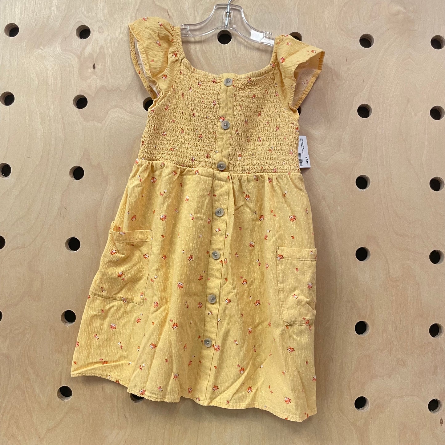 Yellow Floral Smocked Dress