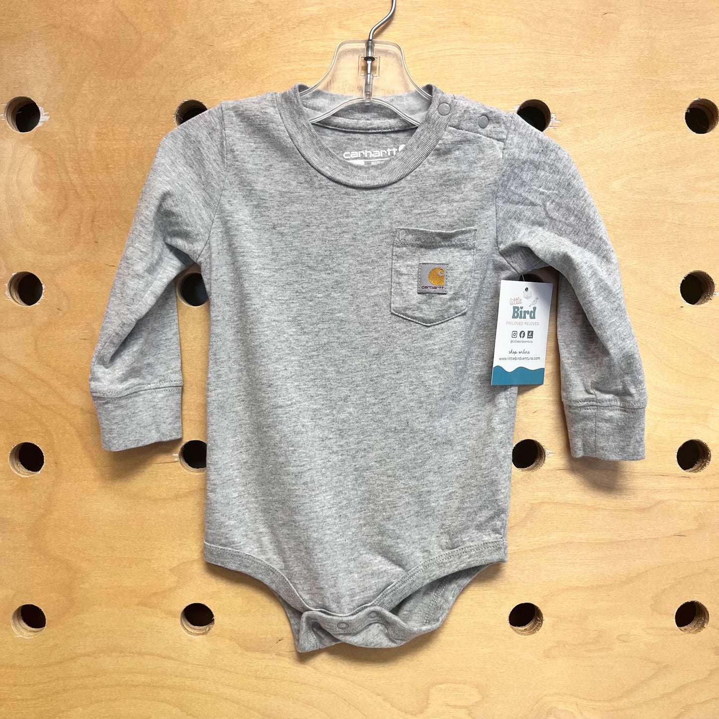 Grey Pocket LS Bodysuit