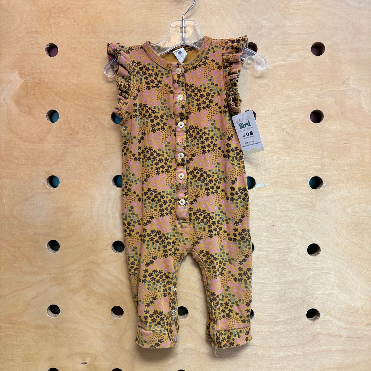 Organic Mustard/Pink Floral Romper