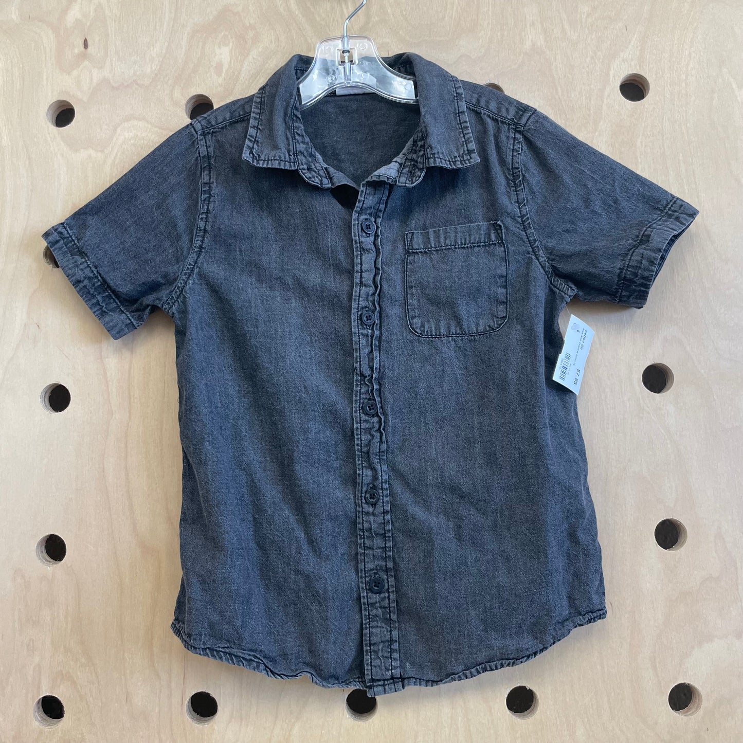Black Wash Chambray Button Up
