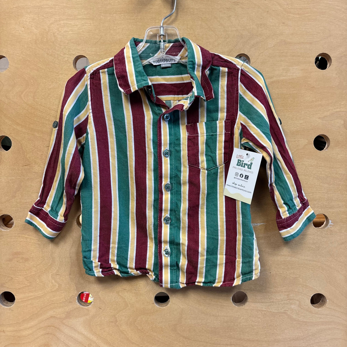 Green/Yellow Striped Button Up